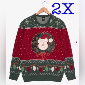 2X Disney Winnie the Pooh Wreath Pooh Bear Holiday Sweater